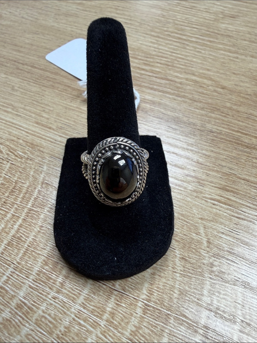 Sterling Silver Black Onyx Oval Statement Ring size 6.5